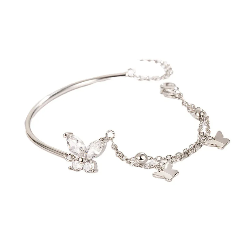 BAMOER Bracciale a farfalla a doppio strato da donna Bracciale a strati