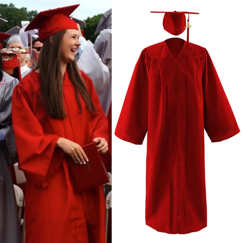 Man Women Graduation Gown Soft Matte Graduation Gown Hat Tassel Set Unisex Costume For High School And Bachelor