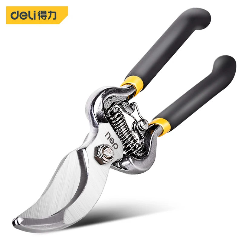 Garden Pruner Shears 8 Inch SK5 Blade Pruning Scissors Bonsai Fruit Trees Flowers Branches DELI