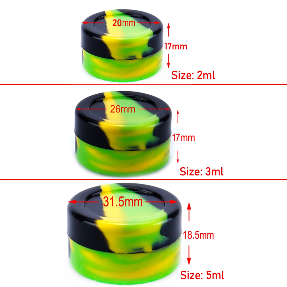 Silicone Jar 2ml/3ml/5ml Nonstick Container Bottle Face Cream Jars Oil Storage Box Makeup Cosmetic Case Home Accessories 50Pcs storage jar