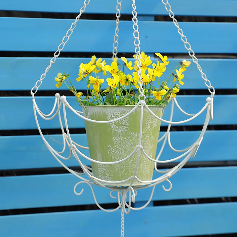Garden Decoration Indoor Outdoor Metal Hanging Planter Basket Round Window Deck Coco Coir Liner Coconut Hanging Basket