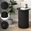 Round Fluted End Table, Small Accent Pedestal Side Table, Wood Fluted Nightstand Bedside Table for Living Room, Handcrafted Fin 5