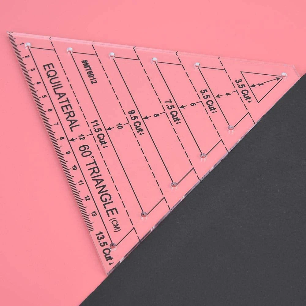 Patchwork Ruler DIY Tools Sewing Cutting Ruler 60 Degree Equilateral Triangle Quilting Ruler Clear Plastic Quilting Template