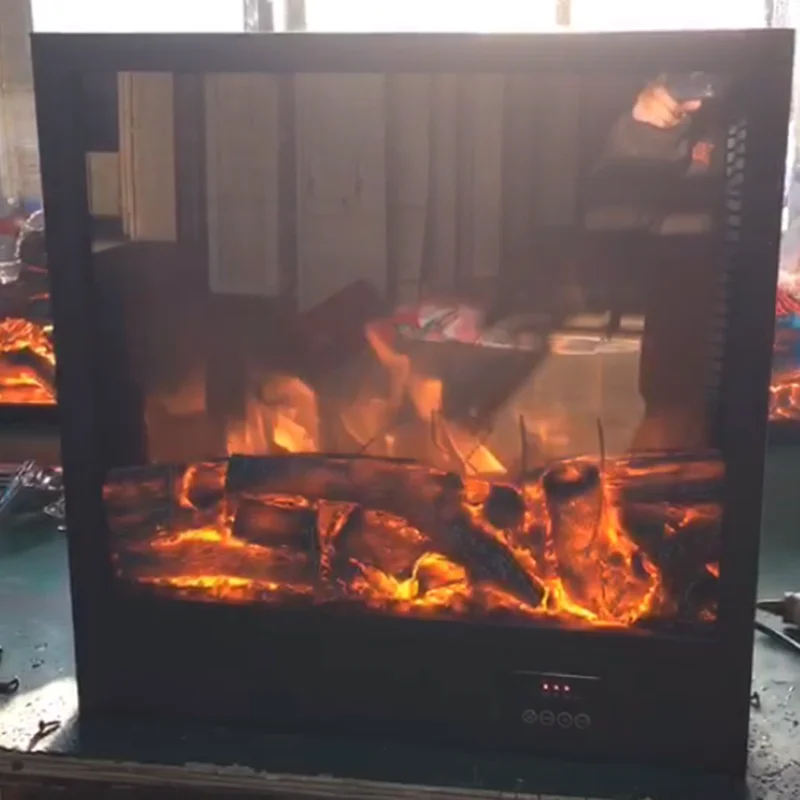 square electric fireplace heater small remote control cheminee electrique -  AliExpress