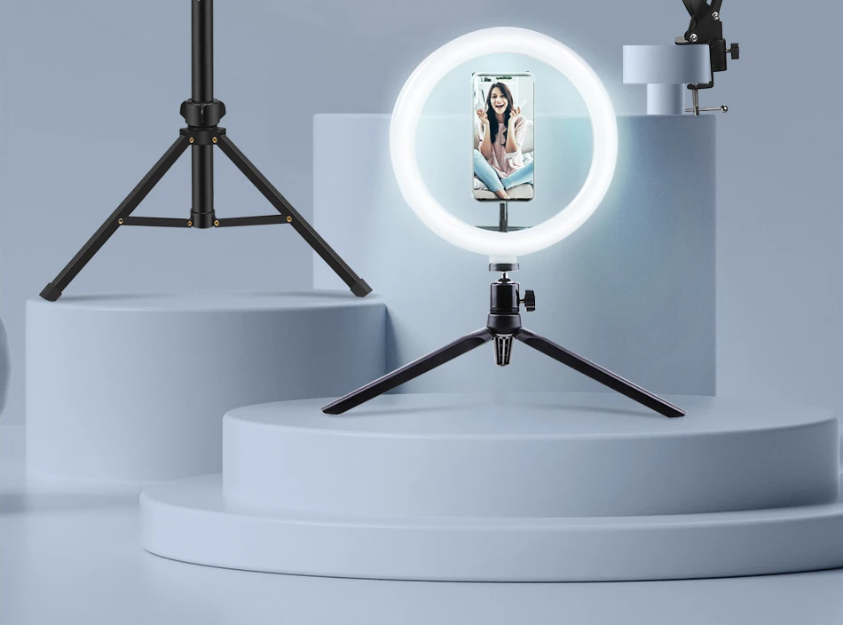 LED Selfie Ring Light com suporte móvel,