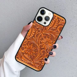Rustic Brown Western Country Leather Phone Case Cover - iPhone 12 or12 Pro (001)