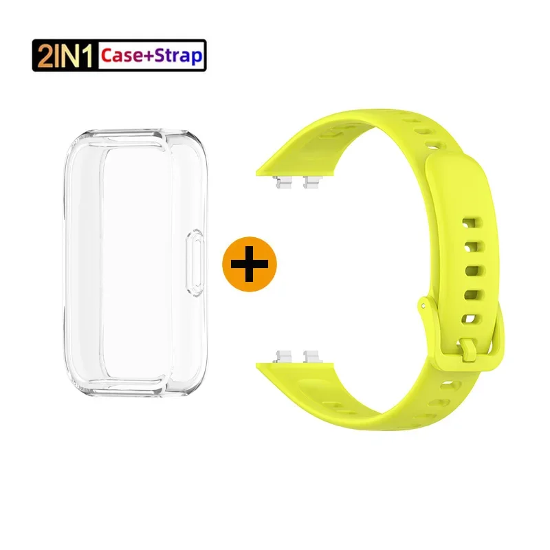 Silicone Sport Bracelet with Full Screen Protector and Strap Case Cover for Smart Band Accessories