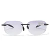 Fashionable Prescription Reading Eyeglasses Progressive Bifocal Sun Glasses for Middle-aged Frameless Presbyopia Glasses Diopter 5