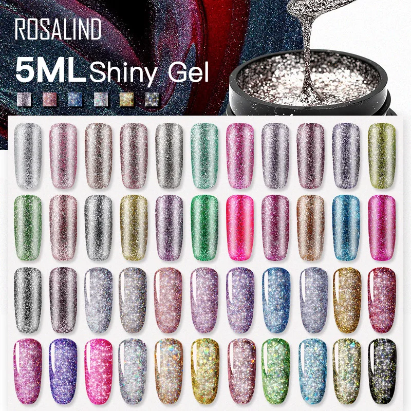 ROSALIND Shiny Gel Nail Polish Glitter Hybrid Varnishes Bright For Painting Nails Art Design Diamond Gel Polish For Manicure