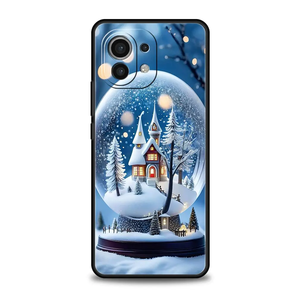 Christmas Graphic Printed Silicone Black Phone Case - Festive Holiday Design Cover