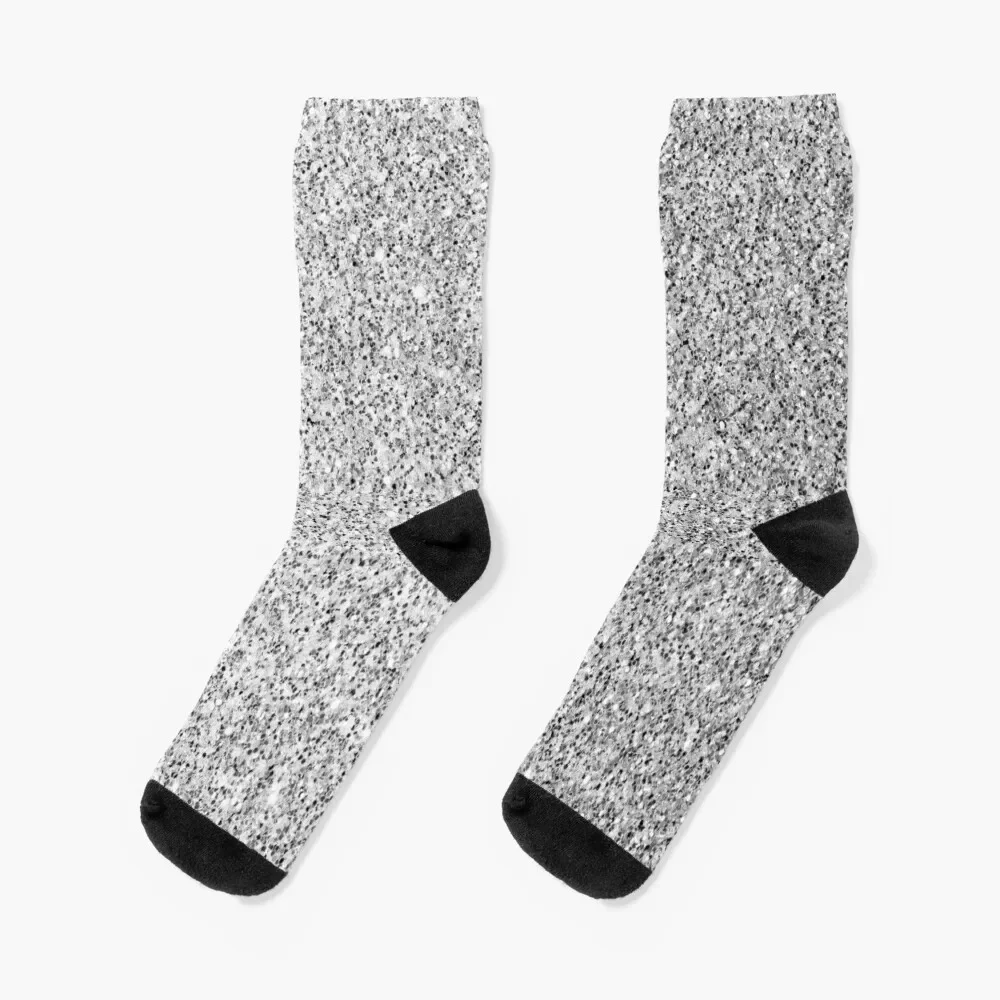 

Silver faux glitter sparkles Socks aesthetic retro crazy Women's Socks Men's