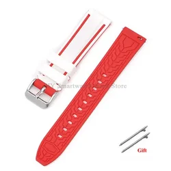 Multisize Silicone Waterproof Quick Release Watch Strap - Versatile Rubber Band - 24mm (White red)
