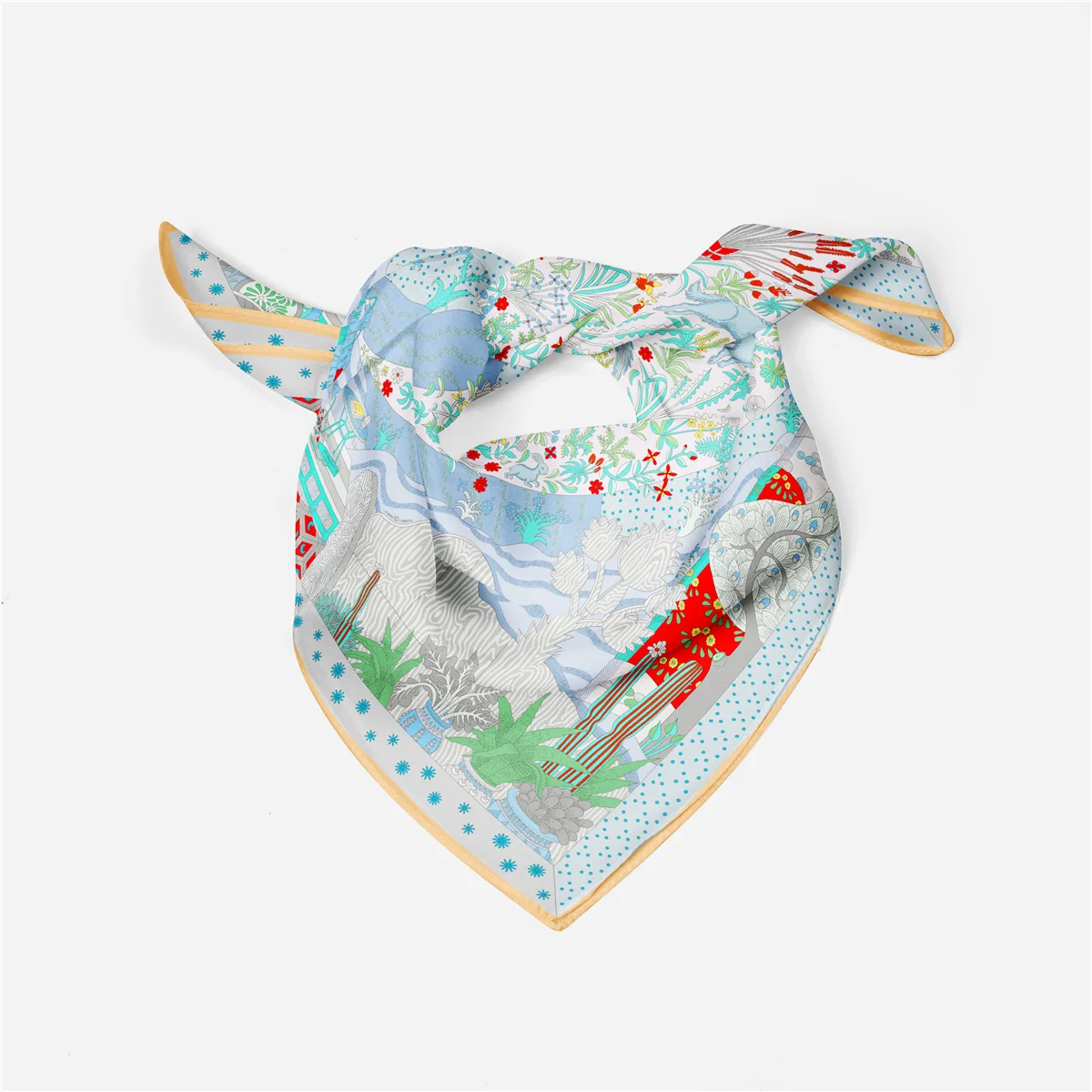 53cm Marke Dot Tiere Quadrat Schal Frau Neue Design Silk Schal Frauen Bandana Luxus Stirnband Hijab Foulard Halstuch – Detail 22