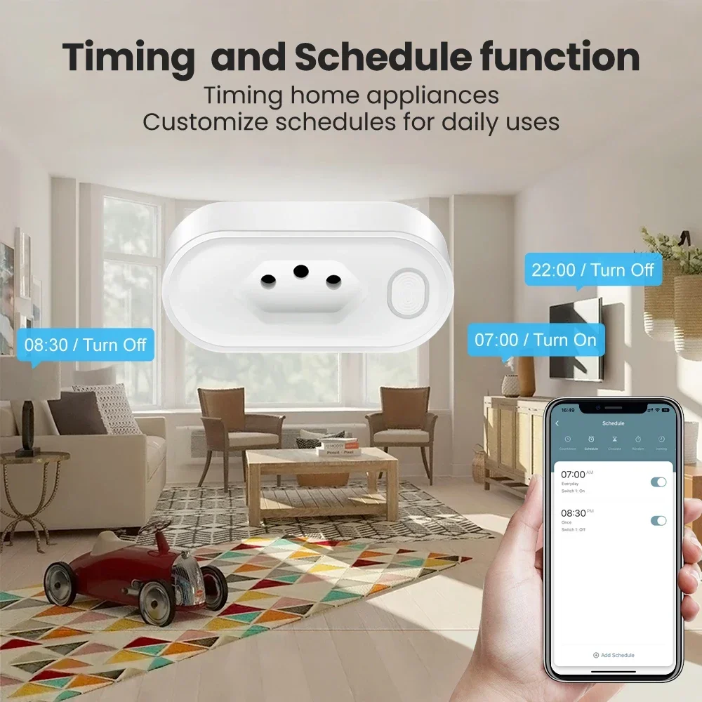 Brazil Tuya Wifi Socket Adaptador De Soquete Inteligente 16A Suporte Smart Life App control Alexa Google Home Controle vioce 3
