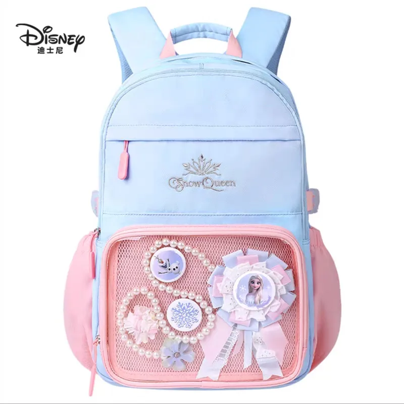 Disney Frozen Leisure School Bags For Girls Primary Middle Student Shoulder Orthopedic Backpack Grade 2-6 Large Capacity Mochila
