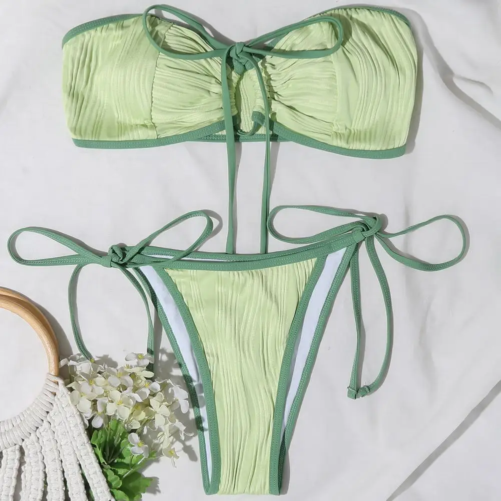 

Lady Swimwear 2 Pcs/Set Sexy Lace Up Breathable Padded Lady Swimwear Water Activity Clothes