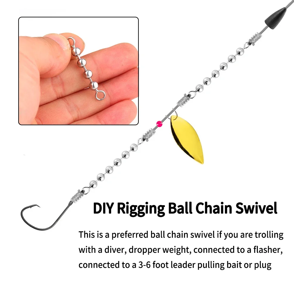 10 Girelle Per Pesca Con Catena A Perle - 6 Sfere, 100 Libbre - Foto 6