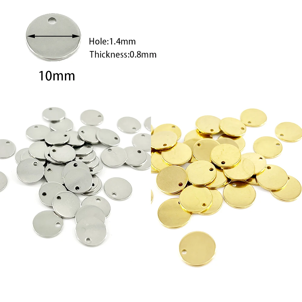 100 Stück/Los, personalisierbare Anhänger aus Edelstahl, Blanko-Stempel-Hundemarken, Charms, Stahl, goldfarben, personalisierbar, Lasergravur, LOGO – Detail 6