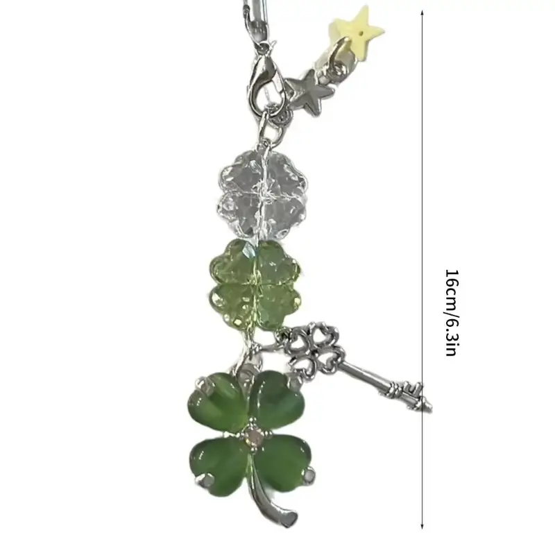 Four-Leaf Clover Beaded Keychain for Women and Girls, Cute Bag Pendant Decor, Lucky Grass, Star, Phone Charms, Trendy Gifts, Y2K - Image 3
