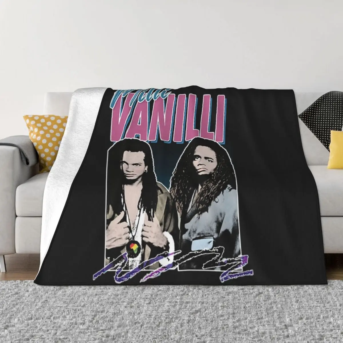 

Milli Vanilli T-ShirtMilli Vanilli - 80's Fanart Aesthetic Design Tribute Throw Blanket heavy to sleep Summer Retros Blankets
