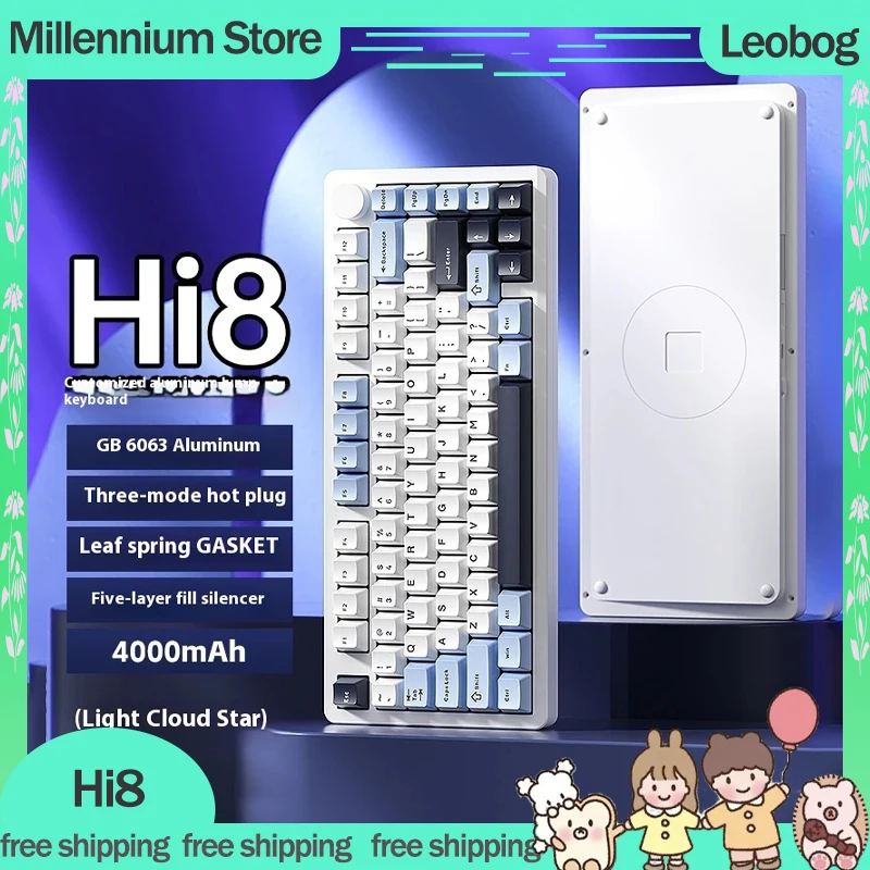 

Новая Механическая клавиатура Leobog Hi8, беспроводная клавиатура с 3 режимами, Bluetooth, из алюминиевого сплава, клавиатура для геймеров с возможностью горячей замены