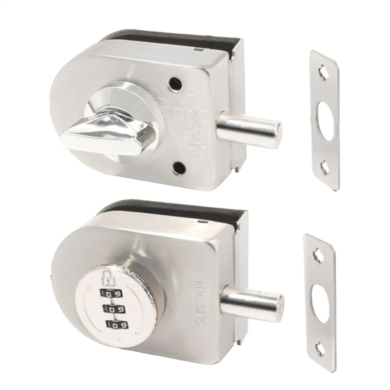 Frameless Glass Door Lock Gate Latch Fits 10-12mm Thickness Glass Bolt Ground Latch Push Sliding Door Lock for Home Shops
