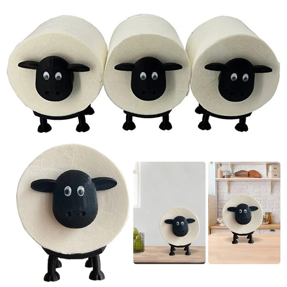 Black Sheep Toilet Roll Holder Resin Cute Sheep Tissue Storage Rack for Home Bathroom Vanity Night Stands
