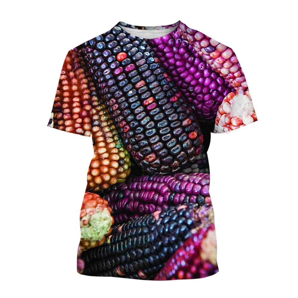 Corn Maize 3D Print Funny T-Shirts Summer Streetwear Men