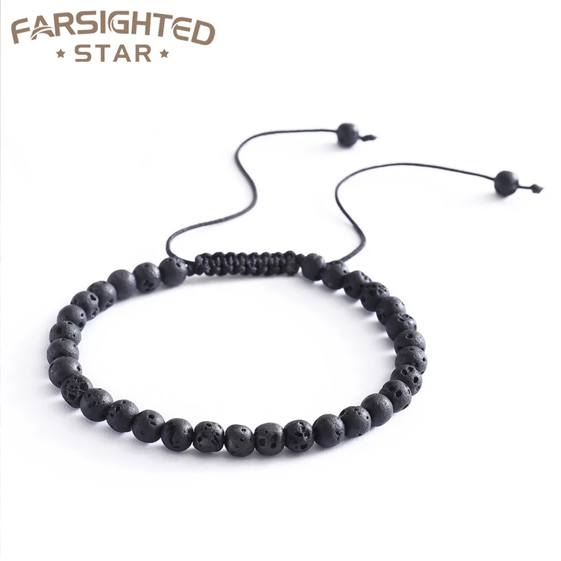 

Farsighte star 6mm Natural Volcanic Lava Fashion Tiger's Eye Bead Bracelet Men's Women's Braided Bracelet Adjustable Jewelry