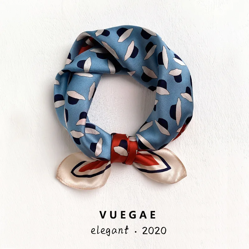 

Fashion Printed Female Ornament Small Square Towel Days Thin Mulberry Silk Korean Scarf