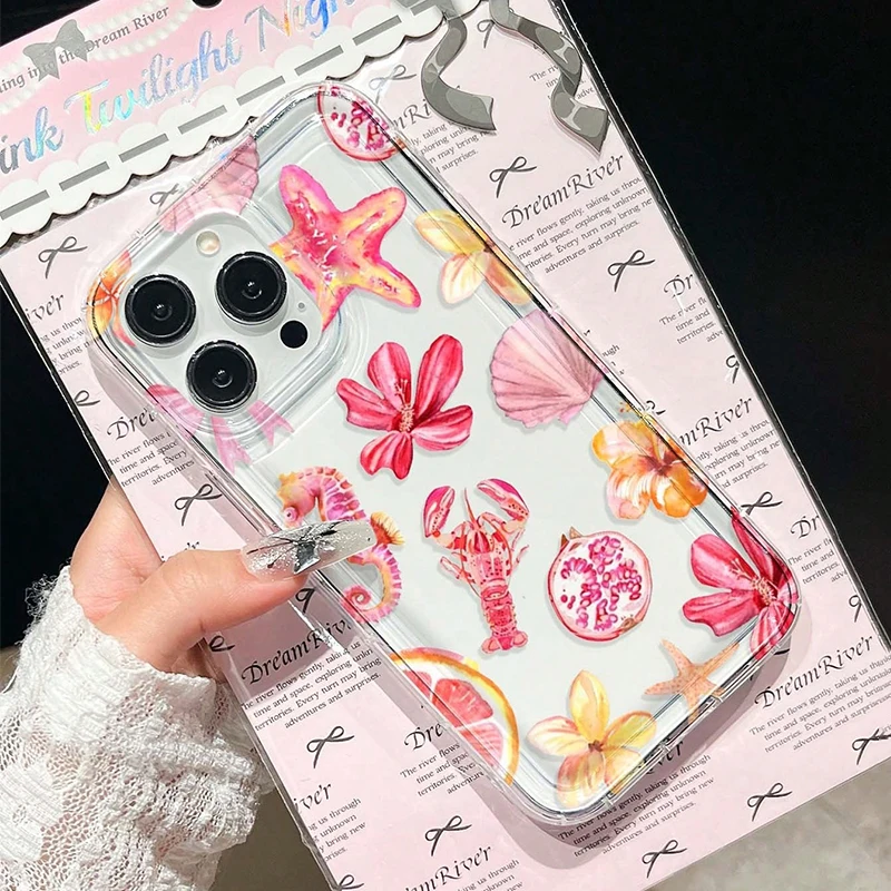 Tropical Flower Starfish and Shell Design Phone Case Cover