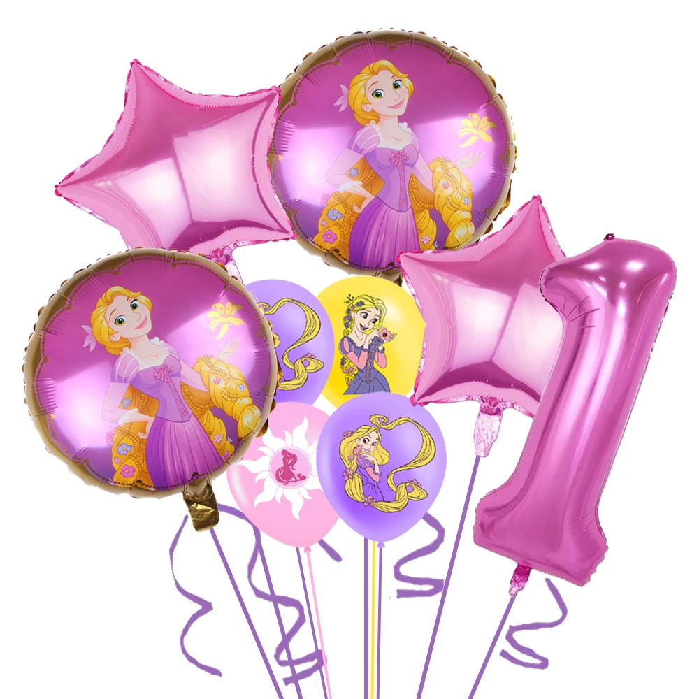 Disney Princess Rapunzel Girls Birthday Party Princess Balloons set Tableware Party Plate Banner Backdrop Baby Shower Supplies