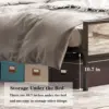 Vabches Queen Size Bed Frame with Storage Headboard Metal Platform Bed Frame with Power Outlet&LED Lights for Bedroom Noise Free 6