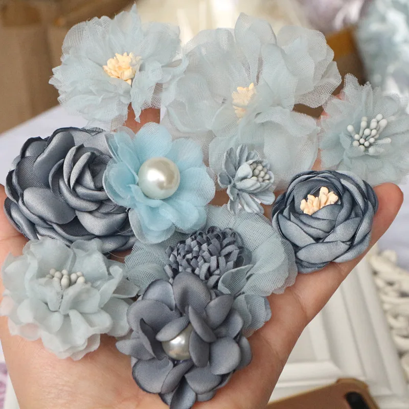 10Pcs/Set Fabric Flowers Mix Simulation Flower Head Decoration For DIY Accessories