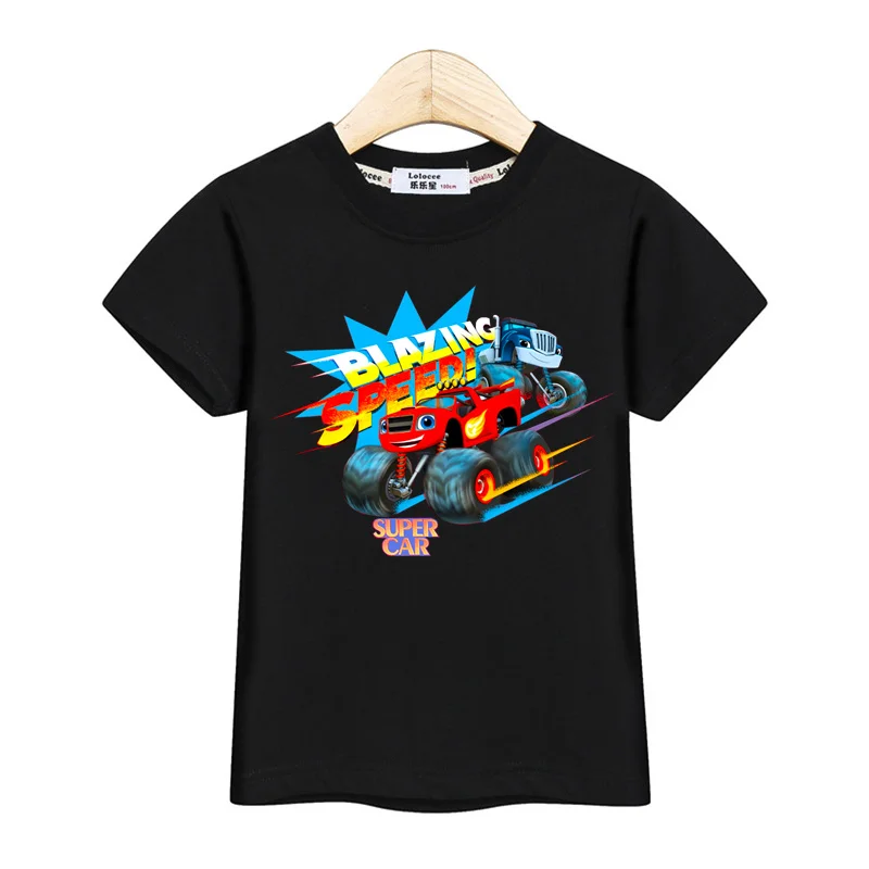 3-13T Baby Boys Monster Truck T-shirt Children Short Sleeved Cotton Clothing Summer Cartoon Shirt 2