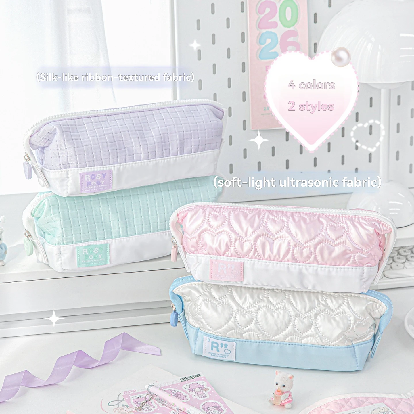 1PC 소프트 플립 펜 가방 면으로 채워진 대용량 대형 오프닝 플립 펜 가방