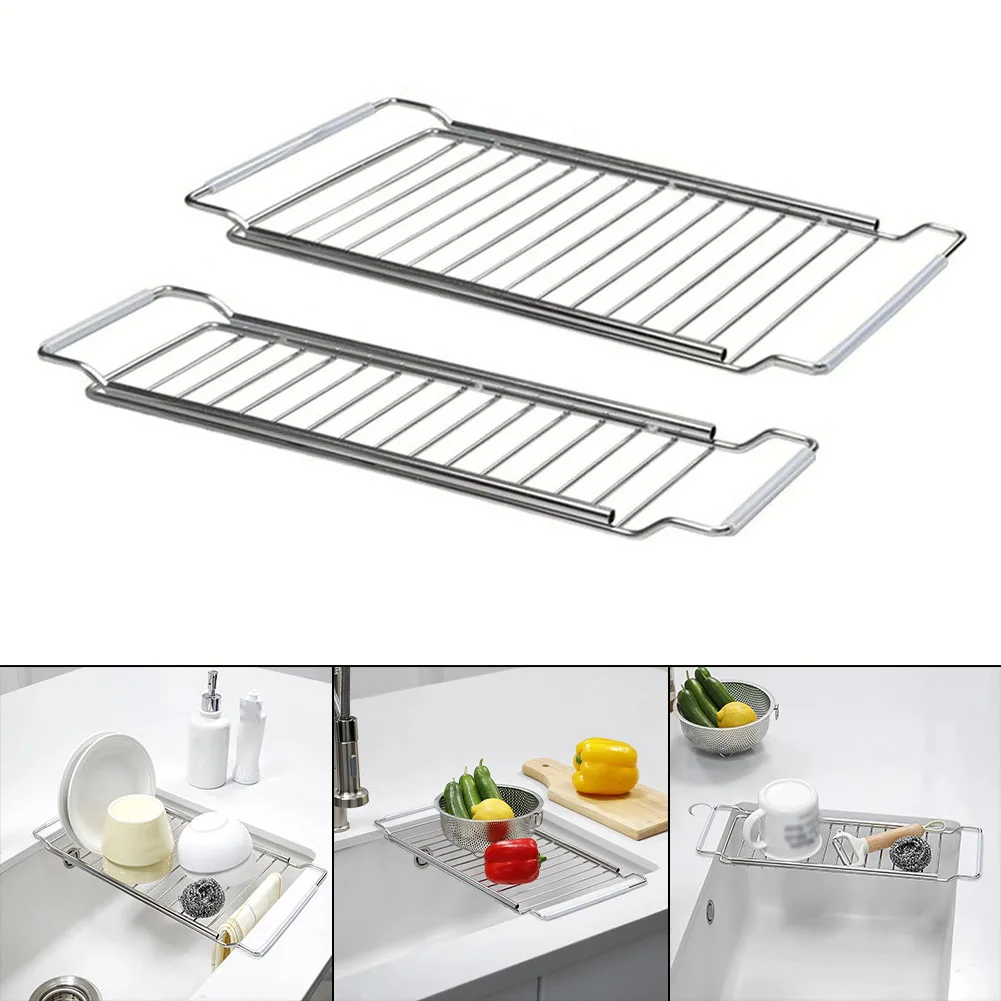 

Drain Rack Sink Storage Rack Drainage Rack Kitchen Sink Drain Holder Expandable Dish Cup Soap Sponge Rag Storage Stand Kitchen