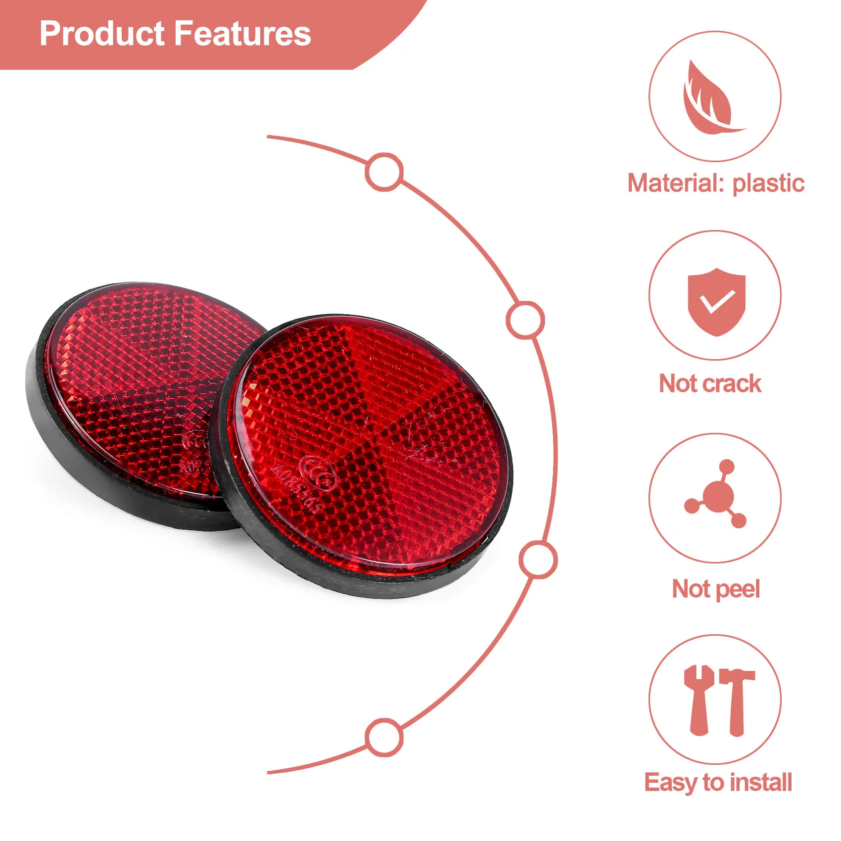 2pcs Round Red Reflector Universal For Motorcycle ATV 5.6*0.8cm motorcycle reflector