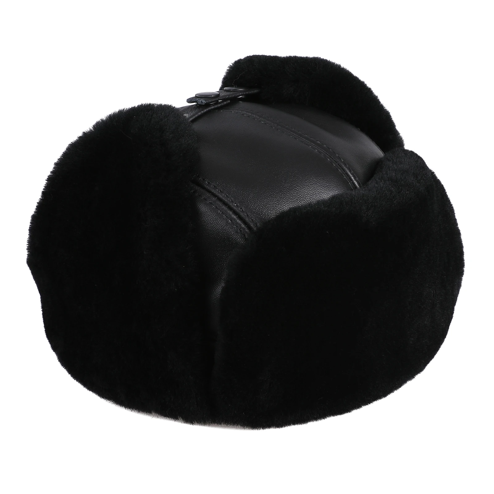Luxury Men's Winter Fur Trapper Hat Genuine Leather Shell With Shearling Wool Aviator Russian Ushanka Caps Ear Flaps Thick Warm