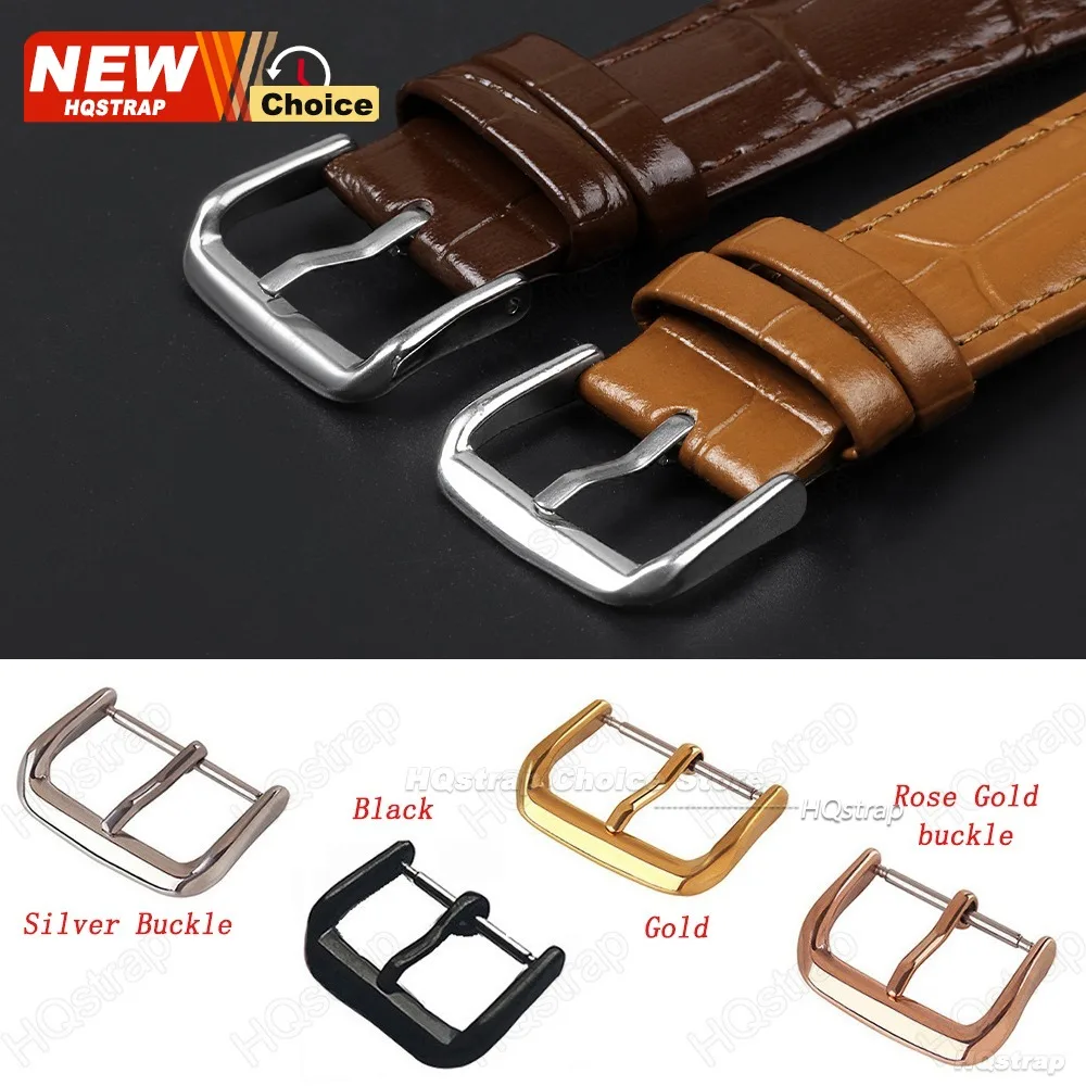 Universal Calfskin Leather Watch Strap with Gold Clasp & Adjustment Tool - Premium Wristband