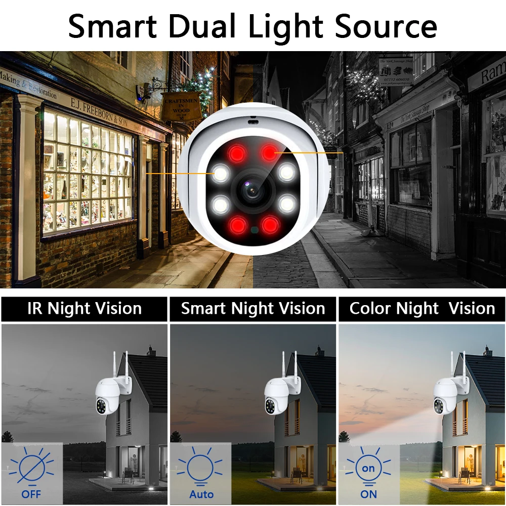 8MP Security Protection WIFI Camera Video Surveillance Outdoor PTZ 4.0X Digital Zoom Night Vision Onvif AI Auto Tracking icsee