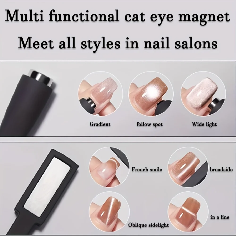 Magnetic nail art tools YIKOOLIN 5-in-1 Nail Art Magnet Stick Multi-function Cat Eye Gel Tool Manicure Design Cross Strong Magnet for Nail Gel Polish