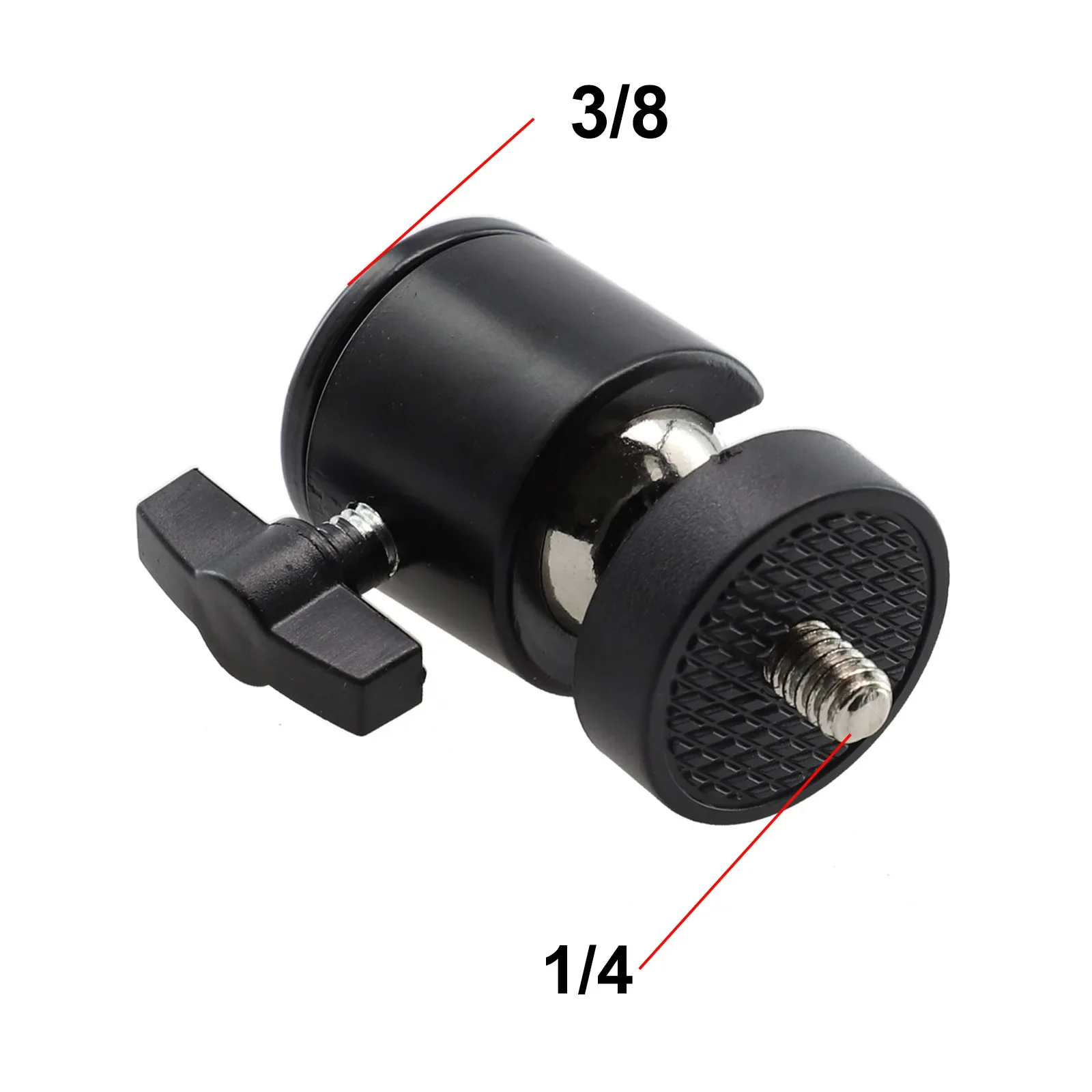 Ball Head Joint Hardware Adjustable Angle 1/4 & 3/8 Screw 1x for DSLR Camera Mic Stand Light Weight 52x28.5mm Tool Accessories
