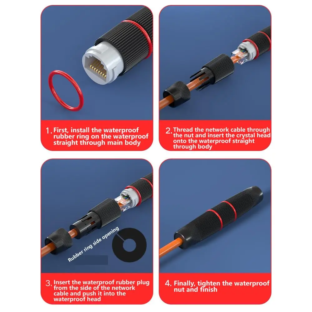 방수 RJ45 커플러 암-암 CAT6/CAT5E/CAT5 이더넷 케이블 커넥터 연장 어댑터 (실외 LAN 네트워크용)