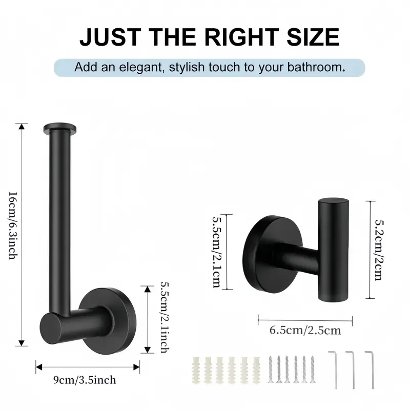 3Pcs Bathroom Hardware Set Stainless Steel Bathroom Accessories Set Includes Towel Holder And Toilet Paper Holder-Saving Design