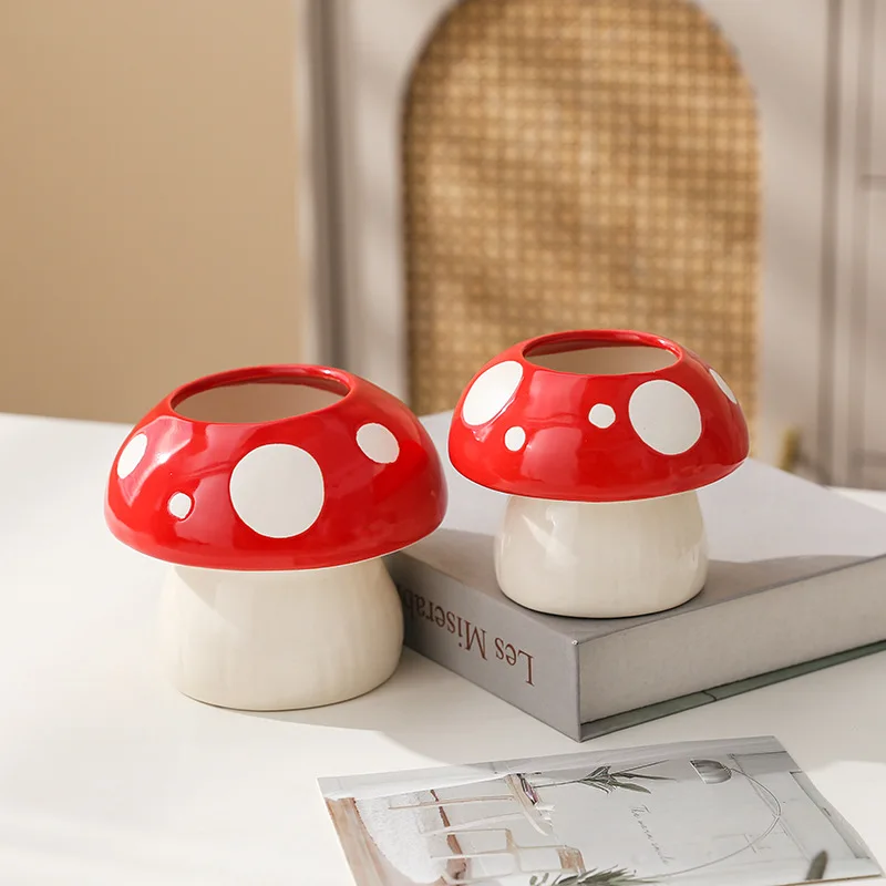 Ceramic Mushroom Pen Holder 1pc Creative Desktop Organizer Students Office Use Store Stationery Makeup