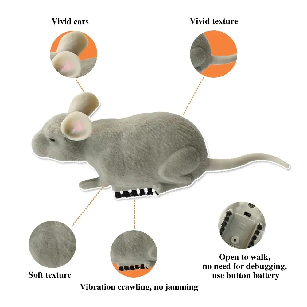 Electric Mouse Toys Cat Play Automatic Escape Robot Vibration Crawling Battery Operated Plush Mouse Pet Interaction Plaything cat toys