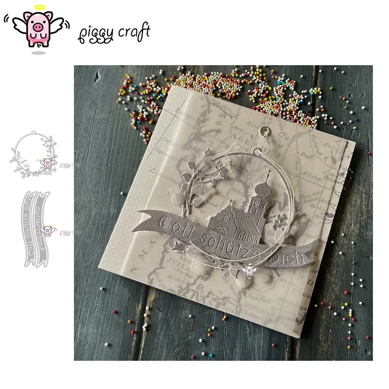 Mmao Crafts Metall- und Stahl-Stanzformen, Zweigblatt, Ring, Buchstaben, Banner, Scrapbooking, Papier/Fotokarten, Prägestempel