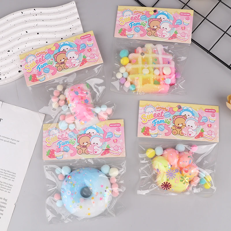 Cute Soft Toy Kawaii Plush Cake Waffles Donuts Food Slow Rebound Pinch Decompression Toy Stress Release Vent Gift 2