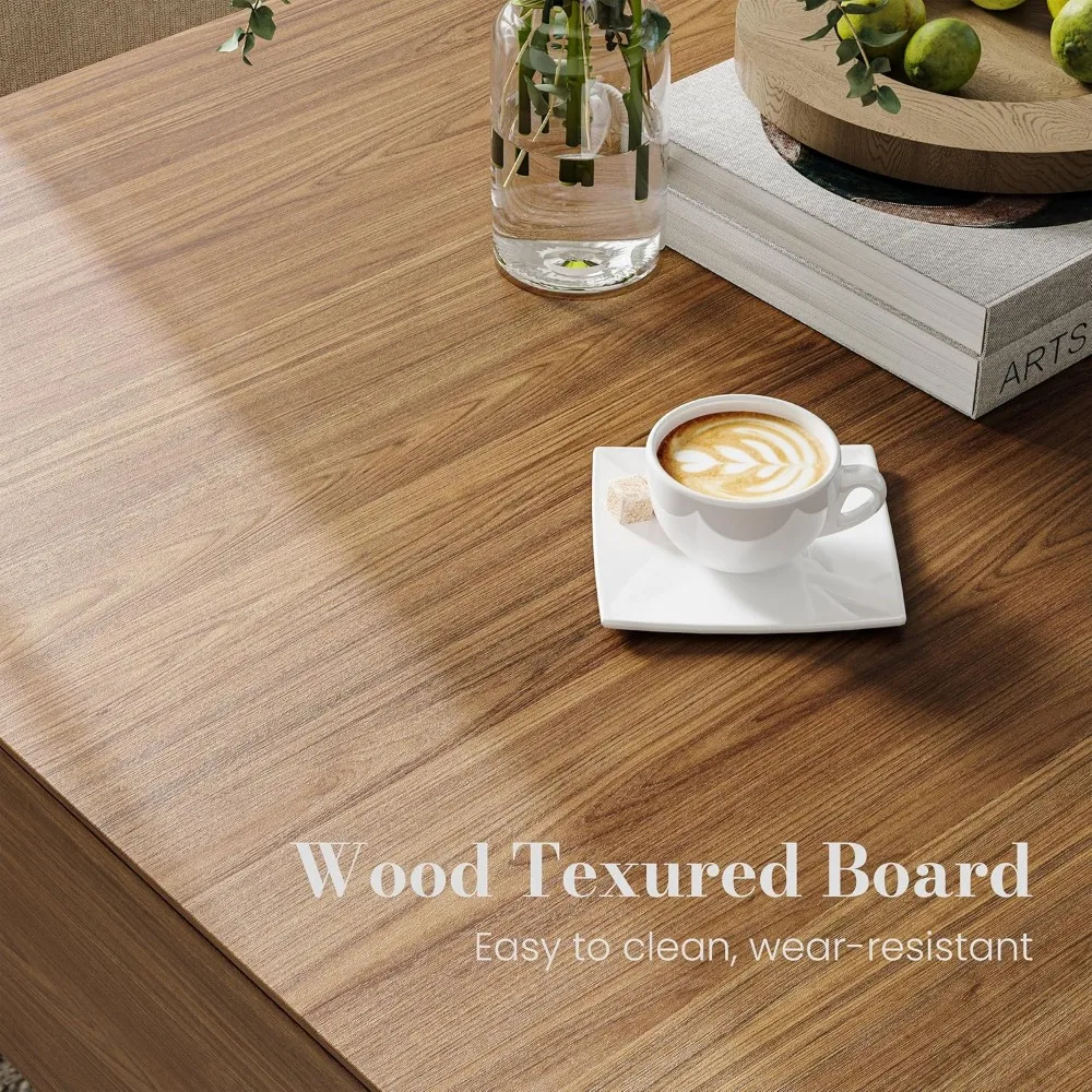 Modern Square Coffee Table with Storage, 35.43" Wood Coffee Table for Living Room Table Walnut, Fully Assembled 5